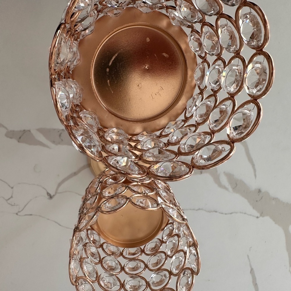 Rose Gold Candlestick centerpieces candle holders - PAIR - Picture 5 of 6